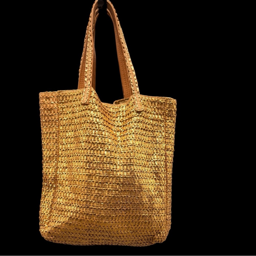 Coachella Chic Gold Woven Tote Bag